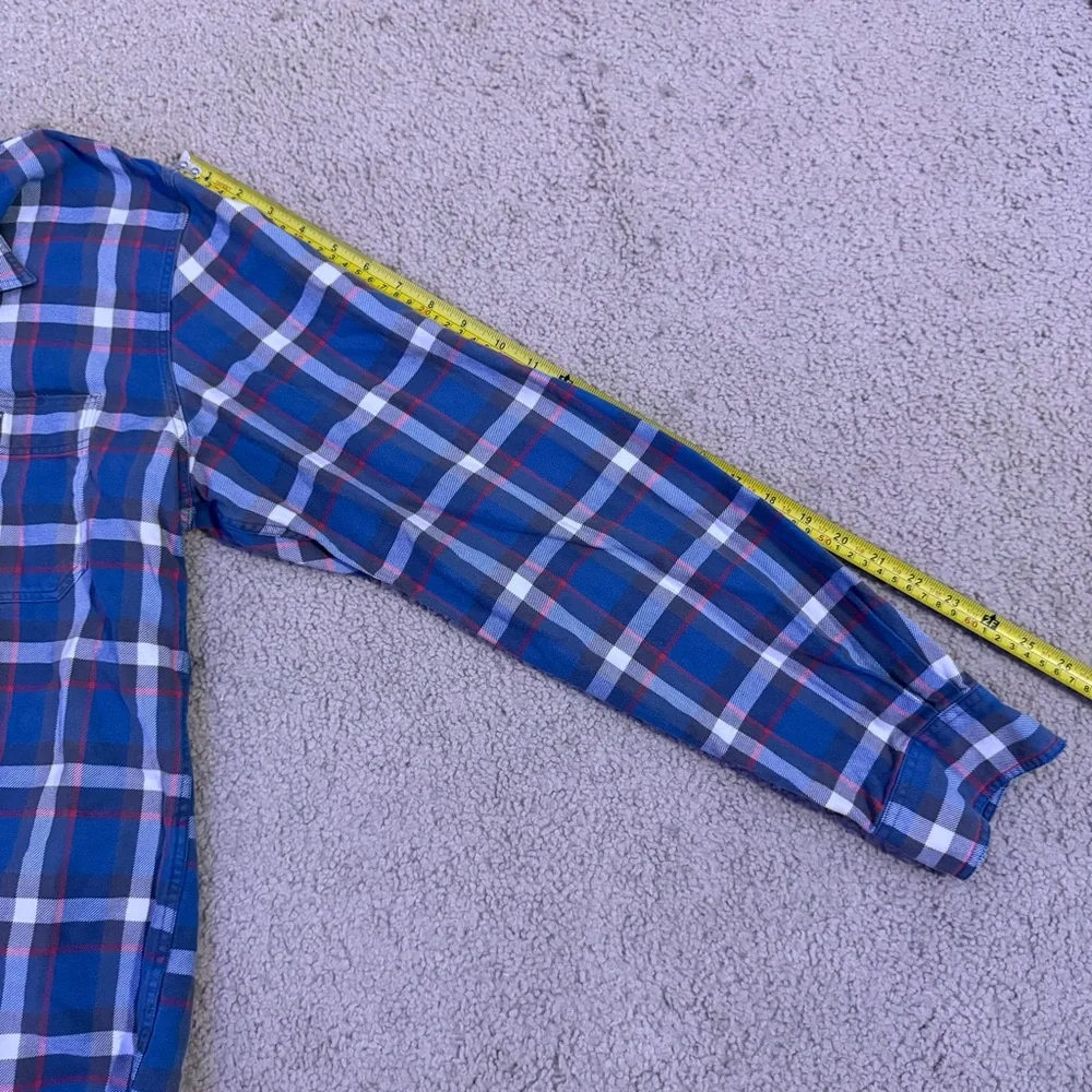 J.Crew Plaid Flannel Shirt Mens Large Blue Red Cotton Button Up Casual Classic